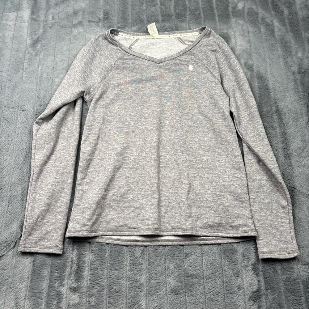 Lucky Brand Womens Gray Heathered V-Neck Raglan Long Sleeve Top Size Large L/G